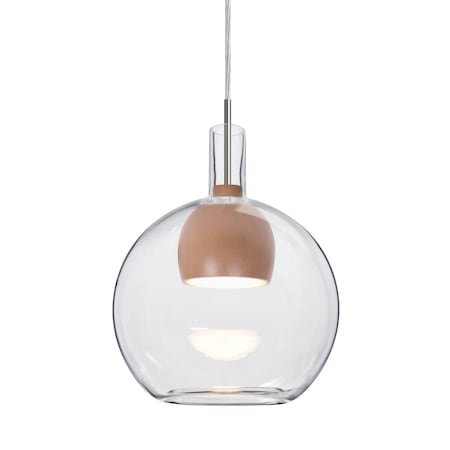 Besa Lighting Benji Cord Pendant, Clear/Medium, Satin Nickel Finish, 1x9W LED 1JT-BENJICLMD-LED-SN